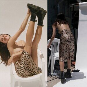 Realisation Par The Naomi Leopard Print 100% Silk Skirt Size Small 90s Slip Boho
